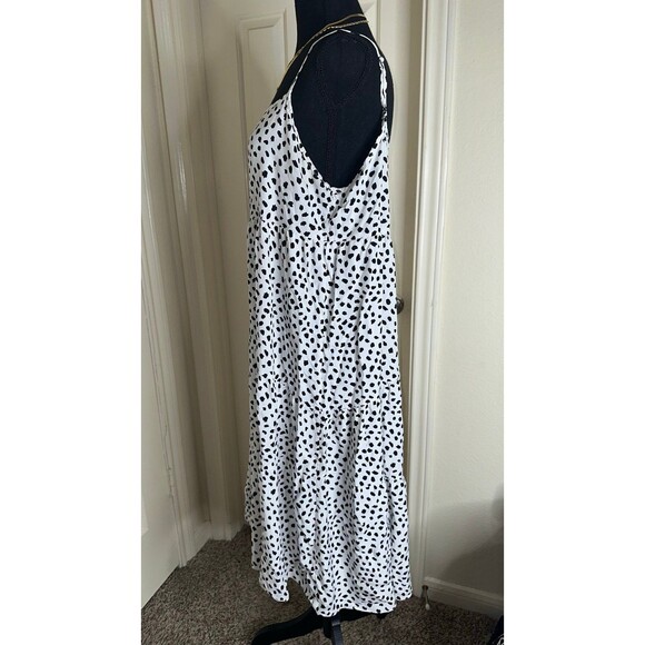 Chic summer spring black & white spotted polka dot midi maxi dress size large - Picture 4 of 9